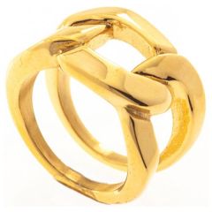 Damen Ring aus Edelstahl gelbgoldfarben beschichtet breit