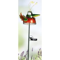 GILDE bunter Solar-Vogel aus Metall mit Gartenstab, 80 cm