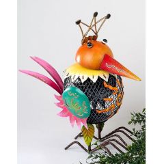 Windlicht Vogel aus Sunshine Metall mit orangenem Schnabel, 38 cm