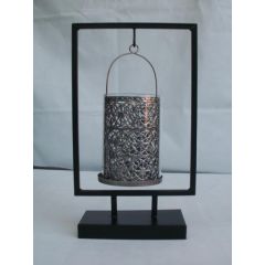 Kerzenhalter aus Metall und Glas, 33,5 cm hoch
