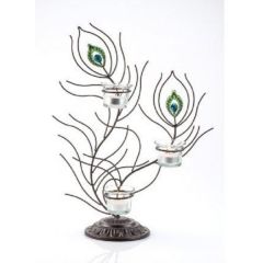Teelichthalter Passion aus Metall und Glas Schwarz, dreiflammig, 41 cm