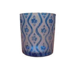 Teelichtglas HAWAII 6,8 cm blau-weiß