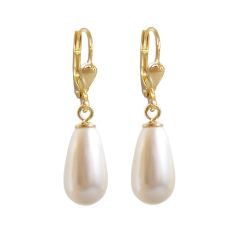 Hochwertig vergoldete Ohrringe mit Perlen in Tropfenform Gold-Doublé Ohrhänger