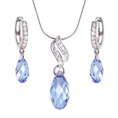 Schmuckset mit hellblauen Briolett Kristallen von Swarovski®, Zirkonia und Sterlingsilber