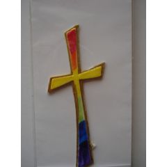 Wachsdekor Kreuz Regenbogenfarben