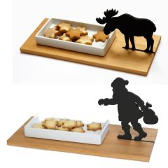 Keksschale mit Elch oder Klaus aus Holz und Porzellan
