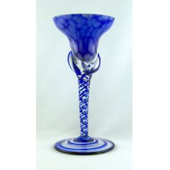 Kerzenhalter Glas blau-marmoriert gedrehten Glasstiel