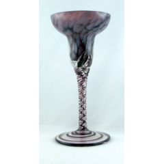 Kerzenhalter Glas bordeaux -marmoriert auf gedrehten Glasstiel