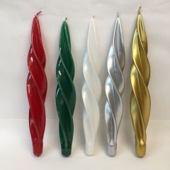 Spiralförmige Kerzen gedreht in 5 Farben metallic 29 cm günstig C