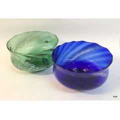 Schale Glasschale Farbe Blau und Grün leicht weiß geflammt