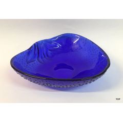 Schale Glasschale Apfelform Struktur Tropfen Unterseite Farbe Blau