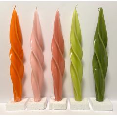 Spiralförmige Kerzen lakiert gedreht in 5 Farben günstig B