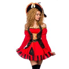 edles Piraten Kostüm schwarz/rot XL