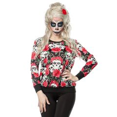 Skulls and Roses Sweatshirt rot/schwarz/weiß Größe XS-M