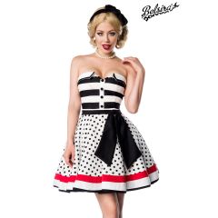 Trägerloses Kleid, weiß/schwarz/rot Größe XL