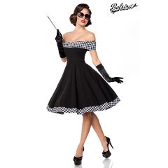 schulterfreies Swing-Kleid,schwarz/weiß Größe L