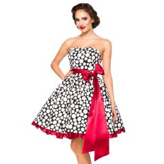 SONDERPOSTEN Vintage-Bandeau-Kleid,schwarz/weiß/rot Größe M