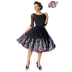 Belsira Premium besticktes Swing-Kleid,schwarz Größe 2XL