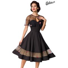 Vintage-Kleid mit Cape,schwarz Größe XS