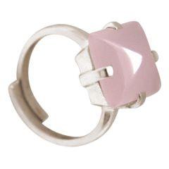 Gemshine - Damen - Ring - 925 Silber - Chalcedon - Rosa - 12mm - Größenverstellbar