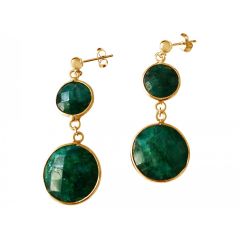 Gemshine - Damen - Ohrringe - 925 Silber - Vergoldet - Smaragd - Grün - Facettiert - 4 cm