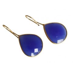 Gemshine - Damen - Ohrringe - 925 Silber - Vergoldet - Onyx - Blau - CANDY - Tropfen - 3,5 cm