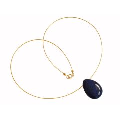 Gemshine - Damen - Lapis Lazuli - Anhänger - Halskette - Blau - Vergoldet - Tropfen - 45 cm