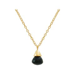 Gemshine - Damen - Halskette - Anhänger - Vergoldet - Onyx - Tropfen - Schwarz - 1,5 cm