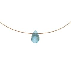 Gemshine - Damen - Halskette - Vergoldet - Aquamarin Quarz - Facettiert - Tropfen - Blau - 45 cm