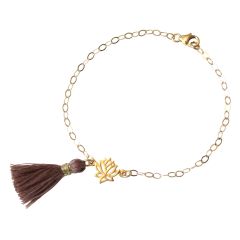 Gemshine - Damen - Armband - 925 Silber - Vergoldet - Lotus Blume - Quaste - Rose - YOGA - 4 cm