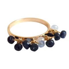 Gemshine - Damen - Ring - Vergoldet - Saphir - Blau, Ringgröße:54 (17.2)