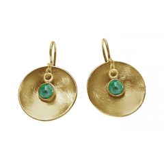 Gemshine - Damen - Ohrringe - Ohrhänger - 925 Silber - Vergoldet - Schale - Geometrisch - Design - Smaragd - G