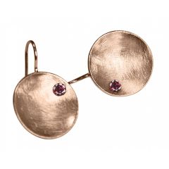 Gemshine - Damen - Ohrringe - Ohrhänger - 925 Silber - Rose Vergoldet - Schale - Geometrisch - Design - Granat