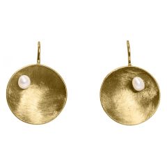 Gemshine - Damen - Ohrringe - Ohrhänger - 925 Silber - Vergoldet - Schale - Geometrisch - Design - Perle - Wei