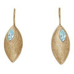 Gemshine - Damen - Ohrringe - Ohrhänger - 925 Silber - Vergoldet - Marquise - Minimalistisch - Design - Topas 