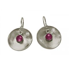 Gemshine - Damen - Ohrringe - Ohrhänger - 925 Silber - Schale - Geometrisch - Design - Rubin - Rot - 3 cm