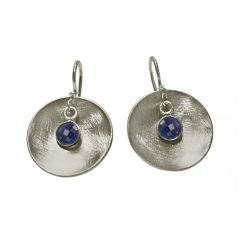 Gemshine - Damen - Ohrringe - Ohrhänger - 925 Silber - Schale - Geometrisch - Design - Saphir - Blau - 3 cm