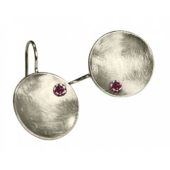 Gemshine - Damen - Ohrringe - Ohrhänger - 925 Silber - Schale - Geometrisch - Design - Granat - Rot - 3 cm