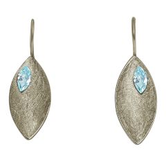 Gemshine - Damen - Ohrringe - Ohrhänger - 925 Silber - Marquise - Minimalistisch - Design - Topas - Blau - 3,5