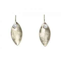 Gemshine - Damen - Ohrringe - Ohrhänger - 925 Silber - Marquise - Minimalistisch - Design - Perle - Weiß - 3,5