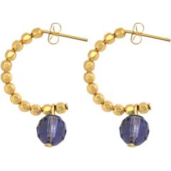 Gemshine - Damen - Ohrringe - Vergoldet - Loop - Violett Blau - 3 cm