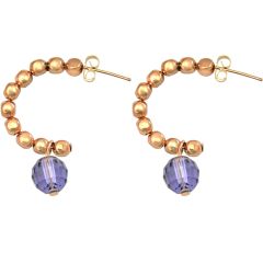 Gemshine - Damen - Ohrringe - Rose Vergoldet - Loop - Violett Blau - 3 cm