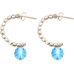 Gemshine - Damen - Ohrringe - 925 Silber - Loop - Blau - 3 cm