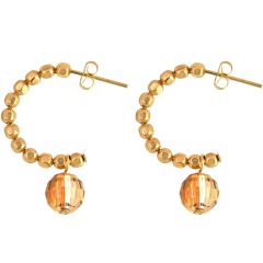 Gemshine - Damen - Ohrringe - Vergoldet - Loop - Gold Orange - 3 cm