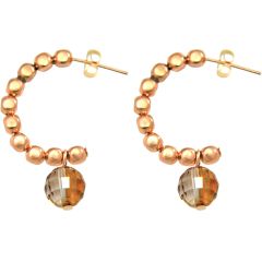 Gemshine - Damen - Ohrringe - Rose Vergoldet - Loop - Gold Orange - 3 cm