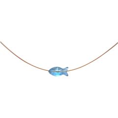 Gemshine - Damen - Halskette - Anhänger - Rose Vergoldet - Fisch - Blau - MADE WITH SWAROVSKI ELEMENTS® - 45 c