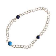 Gemshine - Damen - Armband - 925 Silber - Saphir - Türkis - Blau - Kette - Geschmeidig