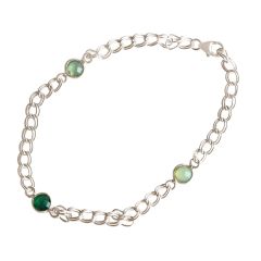 Gemshine - Damen - Armband - 925 Silber - Smaragd - Chalcedon - Grün - Meeresgrün - Kette - Geschmeidig