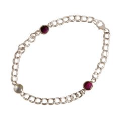 Gemshine - Damen - Armband - 925 Silber - Rubin - Rosenquarz - Rot - Rosa - Kette - Geschmeidig