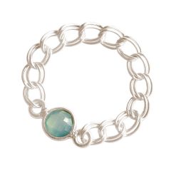 Gemshine - Damen - Ring - 925 Silber - Chalcedon - Meeresgrün - Beweglich - Geschmeidig